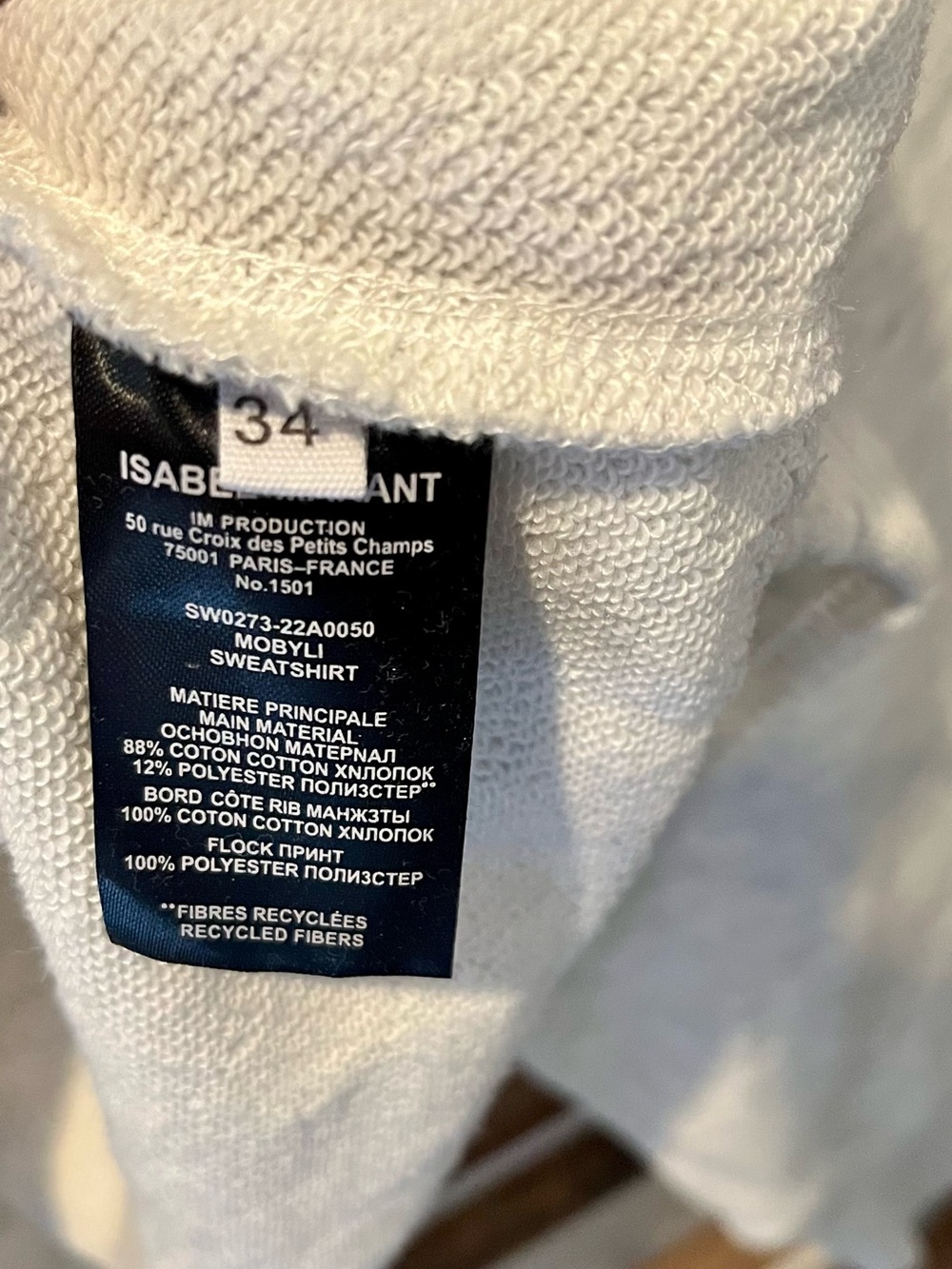 Isabel Marant Etoile Light Gray Cropped Sweatshirt with Black Logo - Picture 9 of 11